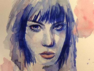 Watercolour experiments art blue brushes face girl paint watercolor