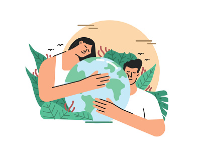 We Love Earth So Much earth earth day earth day illustration ilustration love earth save earth tropical vector