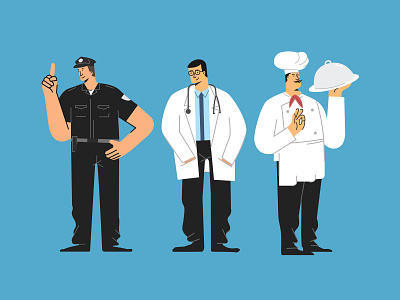 Police, Doctor and Chef Illustration character design chef character doctor character illustration police chraracter
