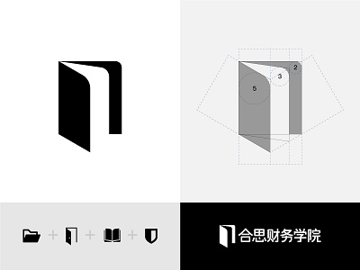 College Logo book branding design door folder geometry golden section icon illustration logo shield 品牌 商标 插图 设计