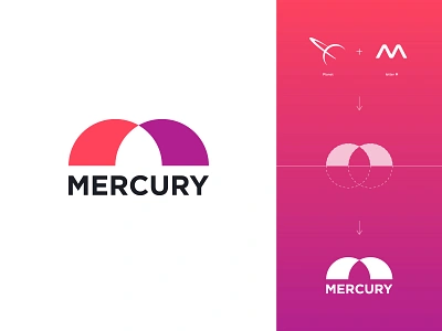 Mercury - Logo Redesign branding bridge design dev development geometry icon illustration letter letter m lettermark logo logo redesign mercury negative space negative space logo planet rocket space