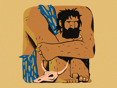 Caveman angry ape beard boxed character grumpy illustration neanderthal procreate skull square