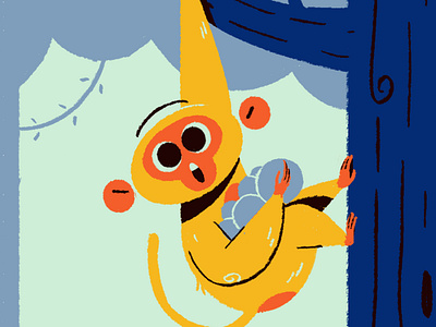 Monke (2/3) character chennai forest fruits illustration india jungle monkey procreate