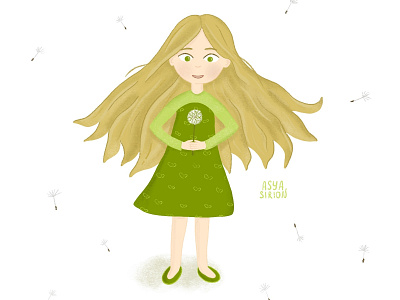 A girl with dandelion design girl illustration procreate web