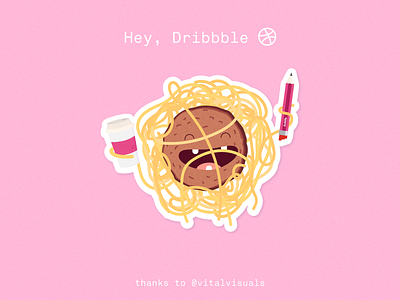 Hey Dribbble! debut shot debutshot firstshot flying spaghetti monster fsm illustration meatball pastafarian pastafarianism