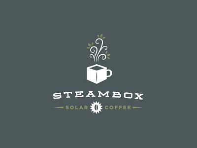 Steambox Coffee Logo 3 beautiful box coffee decorative leaves logo organic scripty solar vintage