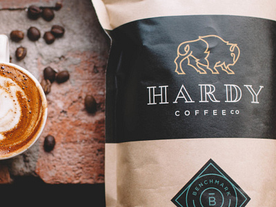 Hardy Coffee Packaging artisan bison buffalo coffee craft espresso logo packaging