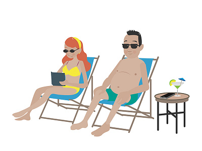 Beach Couple (Character Assets) animation beach beach chairs character couple man margarita sitting sketch swimsuits woman