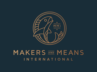 Makers & Means Logo churches coin fish flat international logo makers ministry mmi monoline non profit pastors