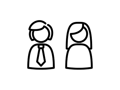 Male & Female Icon black bold couple husband icon lines long hair male man mini minimal simple tie white wife woman