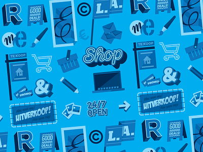 Reclameshoppen Background Pattern advertising ampersand banners blue boards brush flags icons marketing materials pattern pencil