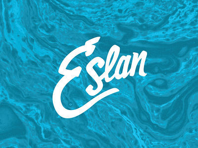 Eslan Logo blue bold calligraphic calligraphy eslan script type typemark typography white