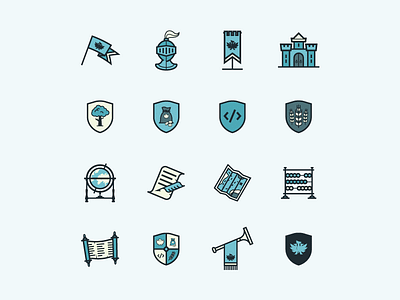 Improved & Extended Iconset abacus banner castle flag heraldry hydra icon knight medieval quill trumpet