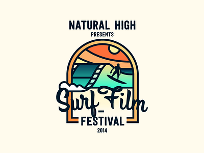 Surffilm Festival Logo festival film illustrative logo movie pastel romantic sunset surf video waves