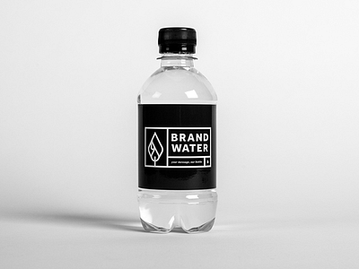 Brandwater Small Water Bottle black bottle dark drinks drop fire flame label logo photo water white