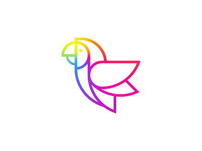 Parrot bird flying geometric logo minimal monoline parrot simple