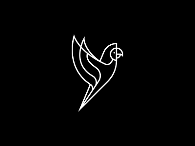 Parrot bird black branding geometric line logo minimal monoline parrot white