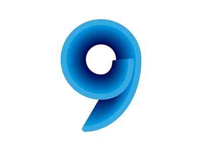 9 Logo 9 blue branding comma depth hole icon logo logo 3d loop number numeral perspective roll shading tie tunnel wave