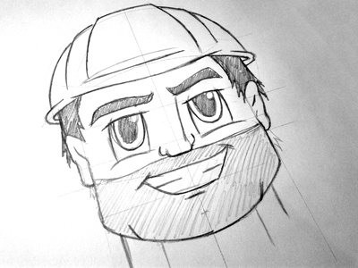 Construction Worker | DvdB beard builder character chin construction worker cool guy dag van de bouw eyebrows heijmans helmet hero illustration