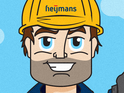 Heijmans Construction Worker blue eyes blue sky brown hair character construction worker happy heijmans helmet illustration smile yellow