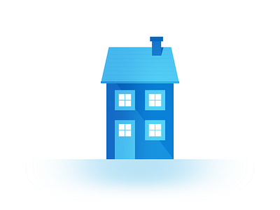 Little house blue chimney cold door fresh house light suburb windows