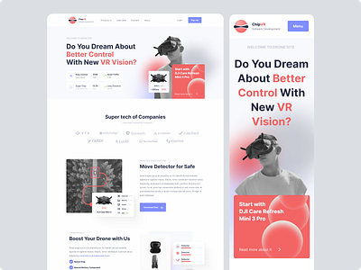 Technology Landing Page autolayout cards chiptechnology design dribbble drone figma landingpage logo mobile landingpage rwd ui ux vr vrvision website websitetheme