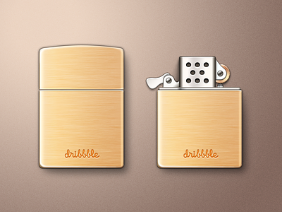 Dribbble First Lighter gold icon lighter metal silver