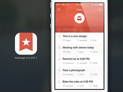 Redesign for wunderlist flat ios7 red white wunderlist