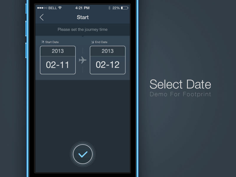 Select Date dark date demo gif ios 7 select