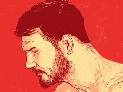 Bisping drawing illustration line work mma photoshop portrait red texture ufc