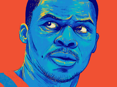 Russell Westbrook drawing illustration line work nba oklahoma city thunder photoshop portrait russell westbrook
