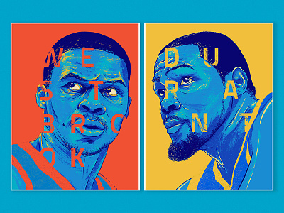 Westbrook/Durant basketball drawing golden state warriors illustration kevin durant line work nba okc photoshop portrait russel westbrook