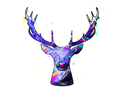 Oh Deer 🦌 affinity affinitydesigner animal animal art antlers art blue colour colourful deer design designer graphic green head illustration paint pink splatter yellow