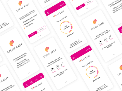 Concept Telecommunications App - Speakeasy app app design brand design branding design graphic mobile pink telco ui ui design ui designer ux ux design ux designer vector web