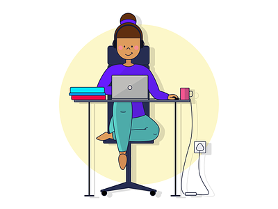 WORKING FORM HOME - How do you sit? blue design designer graphic illustration illustrations illustrator laptop new normal office office space pink purple sitting work work from home