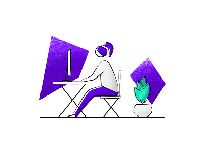 The Desk art blue branding design designer desk girl graphic illustration illustrator laptop logo mac plant purple ui ui design ux vector wfh