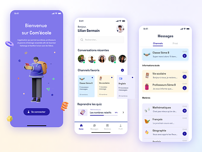 Com'école, an app that helps students during Covid-19 app concept covid interface mobile product design school student ui ux
