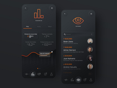 PronosticApp® app black fitness flat design interaction mobile orange socialmedia typography ui ux web webdesign