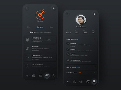 PronosticApp® 2/3 app black fitness flat design interaction mobile orange typography ui ux web design