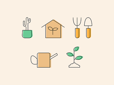 Gardening icons - Graphic elements branding flat graphic elements icon illustration ui vector