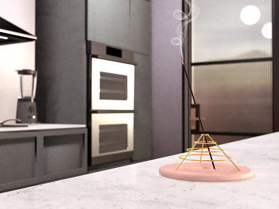 Minimalist Incense Holder c4d cinema4d incense industrialdesign kitchen maxon pink product product design redshift render rendering substance