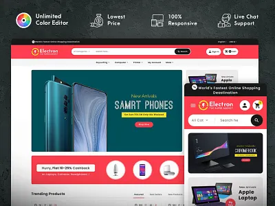 Electron – Super Market Store – eCommerce Responsive Theme ecommerce electronics opencart prestashop responsive shopify smartphones super market templatetrip woocommerce wordpress