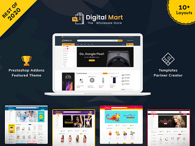 Digital Mart – Multi-purpose Mega Store – eCommerce Responsive digital mart ecommerce eletronic fashion opencart prestashop responsive shopify templatetrip woocommerce wordpress