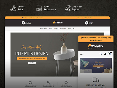 Woodly – Home Crafts & Furniture – eCommerce Responsive Theme ecommerce furniture imterior design opencart prestashop responsive shopify templatetrip woocommerce woodly wordpress