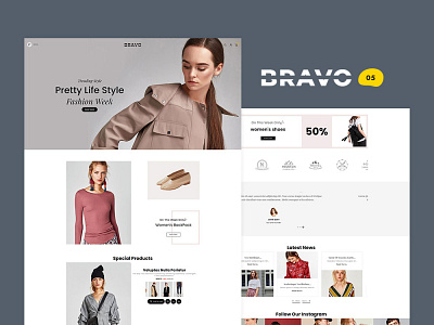 BRAVO – Multi-Purpose Boutique Shop – eCommerce Responsive Theme cloths ecommerce fashion opencart prestashop responsive shopify style templatetrip woocommerce wordpress