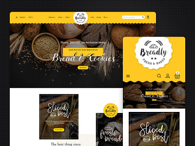 Breadly – Fresh Breads & Bakes – eCommerce Responsive Theme Sal breadly cookies ecommerce freash opencart prestashop responsive shopify templatetrip woocommerce wordpress