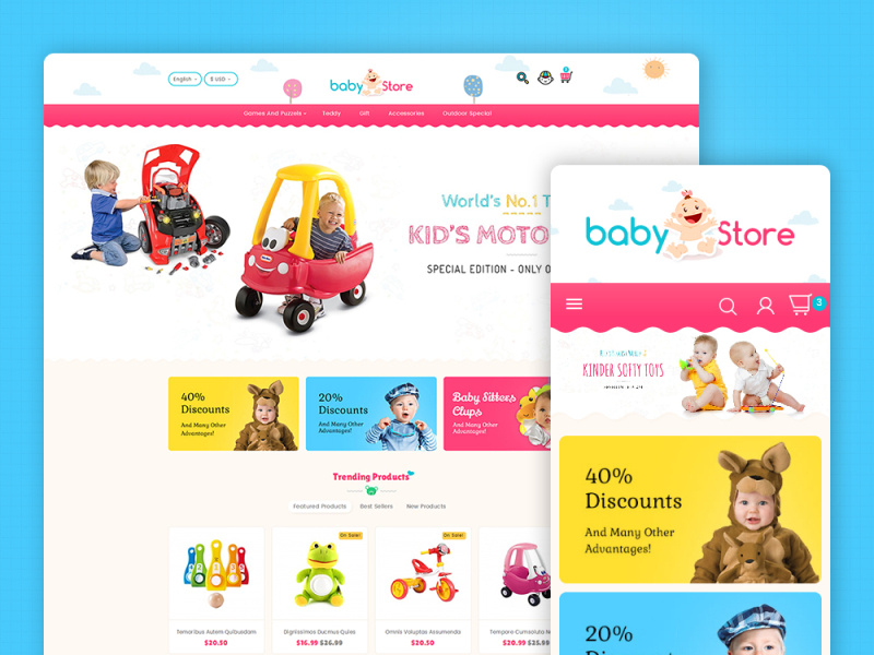 Baby Toys Store Responsive Theme by TemplateTrip on Dribbble