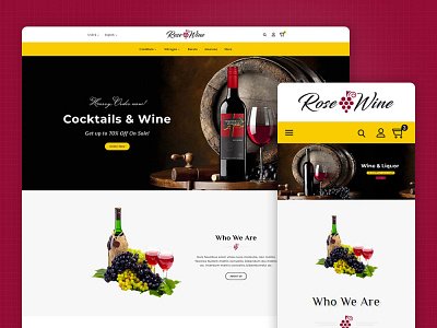 Rose Wine & Drinks Store – eCommerce Responsive Theme drinks ecommerce opencart prestashop responsive rose wine shopify templatetrip wine woocommerce wordpress