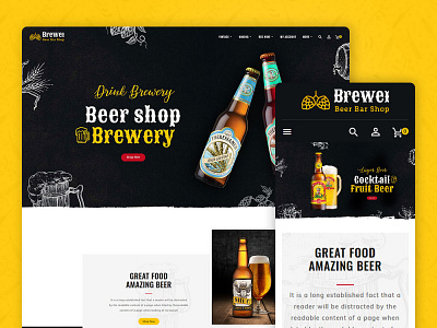 Brewery – Beer Bar & Pub – eCommerce Responsive Theme beer shop dinksy ecommerce opencart prestashop responsive shopify templatetrip wine woocommerce wordpress