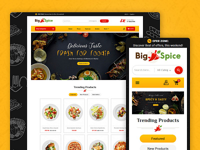 Big Spice – Fast Food & Dishes – eCommerce Responsive Theme ecommerce food fresh food opencart prestashop responsive shopify spice templatetrip woocommerce wordpress